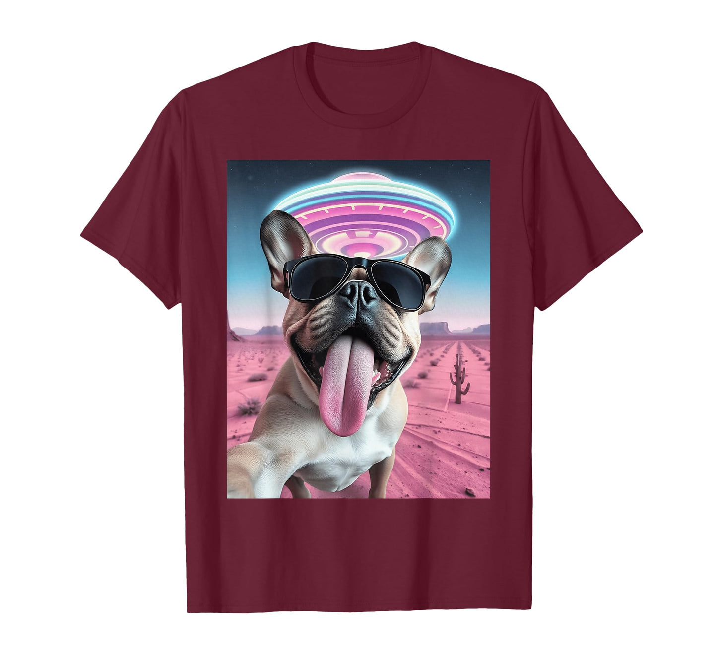 French Bulldog UFO Selfie Retro French Bulldog Aliens T-Shirt