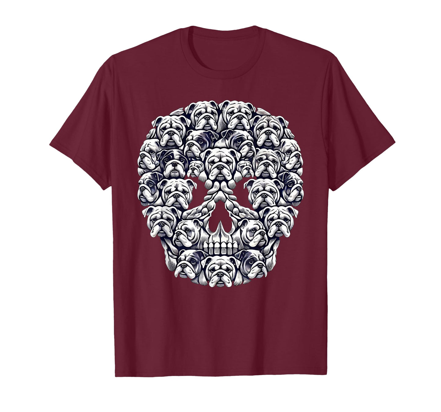 English Bulldog Dog Skull Halloween T-Shirt