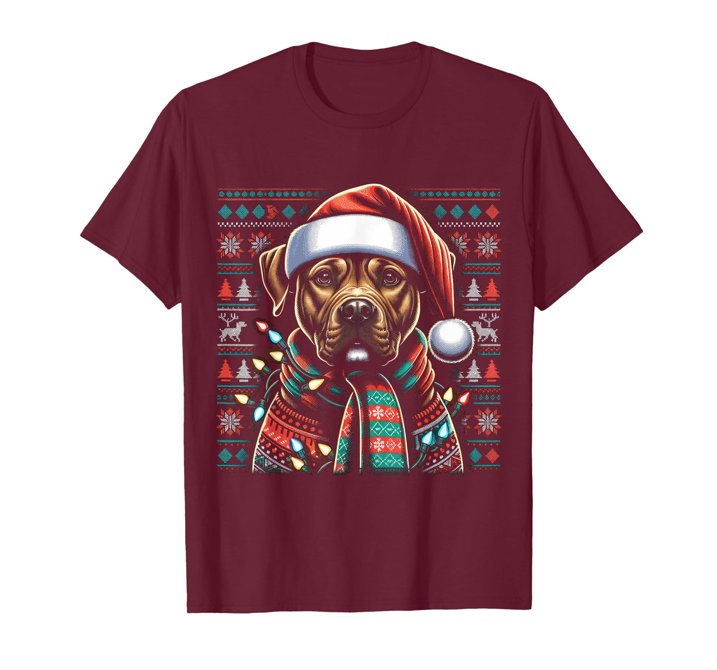 Christmas Pit bull Xmas Pit Bull Mom Dog Lover Santa Womens T-Shirt