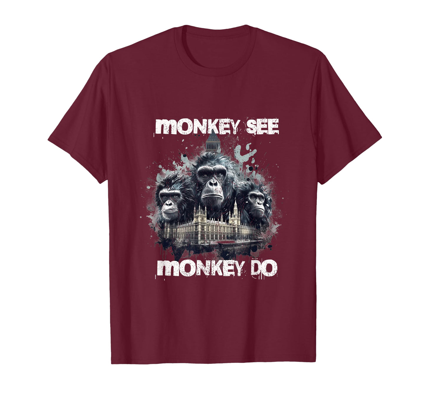 Monkey See Monkey Do Political Ironic Design T-Shirt