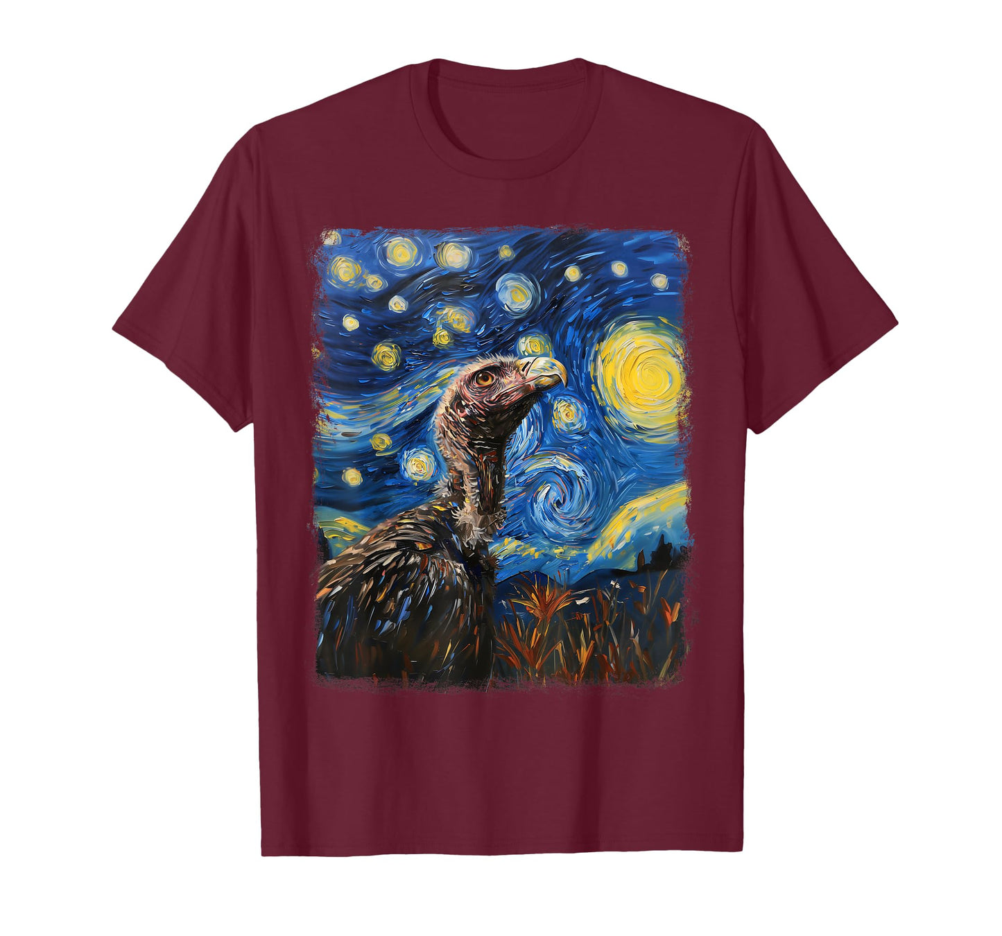 Vulture Bird Starry Night Painting T-Shirt