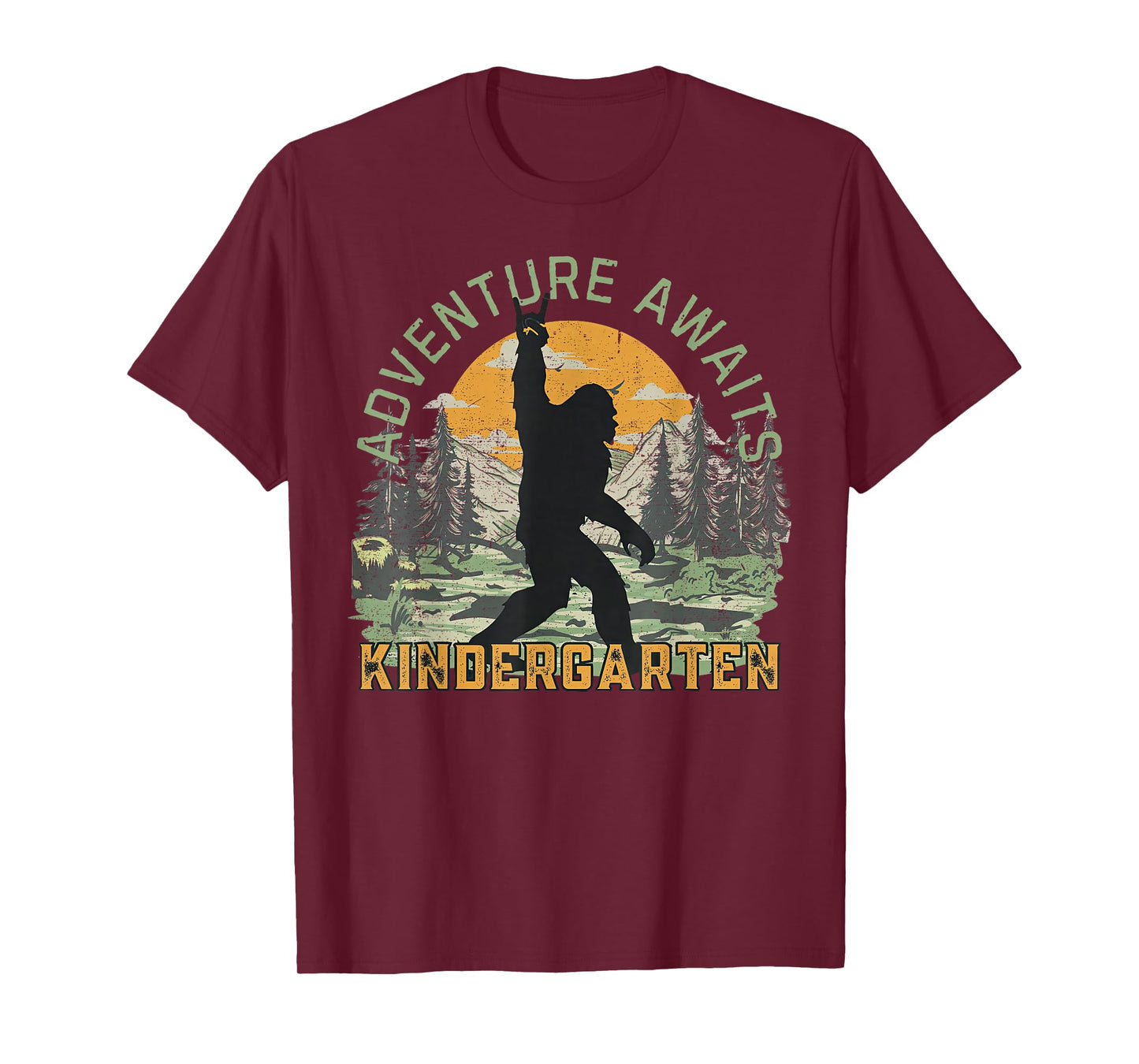 Adventure Awaits Bigfoot Teacher Kindergarten Back To School T-Shirt