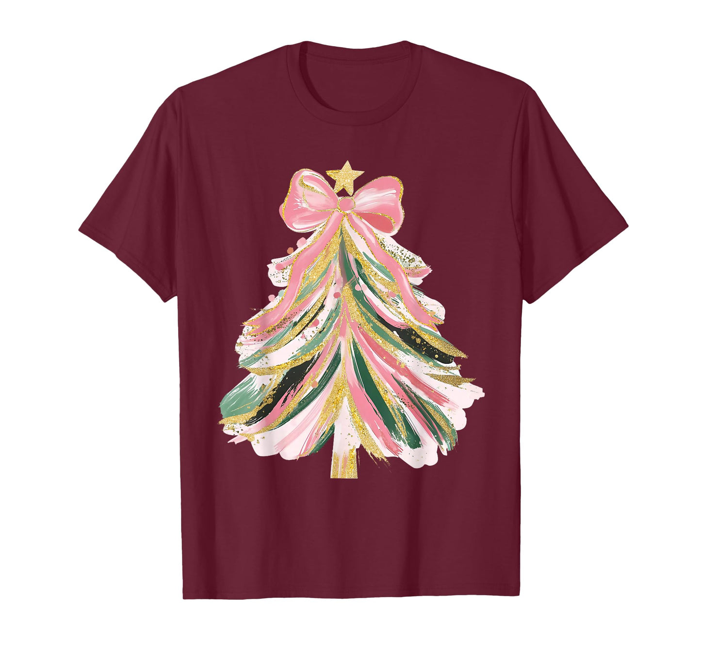 Coquette Bow Christmas Xmas Tree Family Matching Holiday T-Shirt