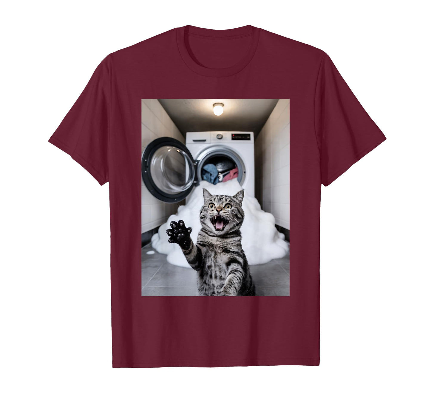 Funny Scared Cat Selfie Laundry Cat Meme Men Women T-Shirt