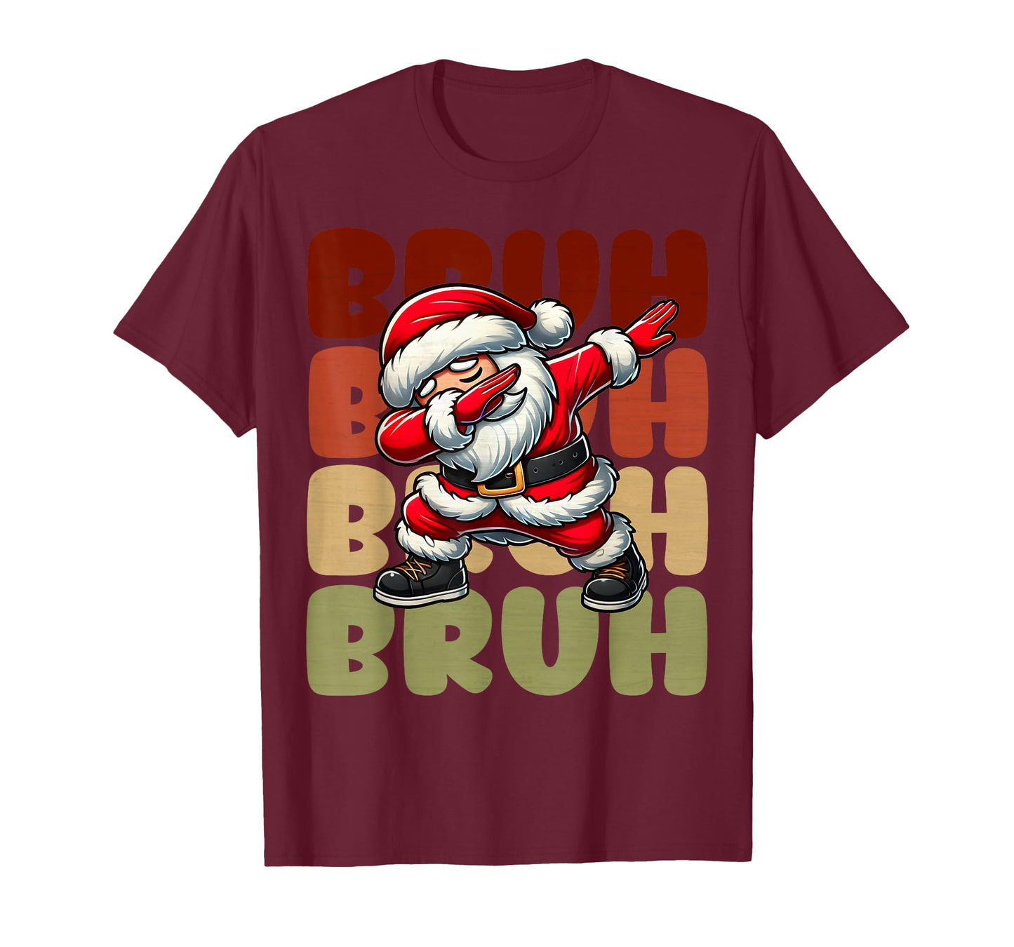 Bruh Christmas Funny Dabbing Santa Claus Kids Boys Xmas T-Shirt
