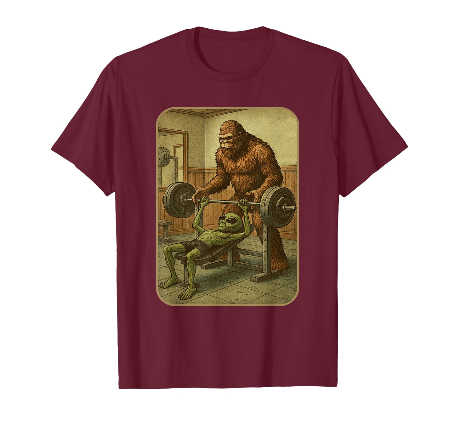 Gym Shirt Men Women Weightlifting Bigfoot Alien T-Shirt