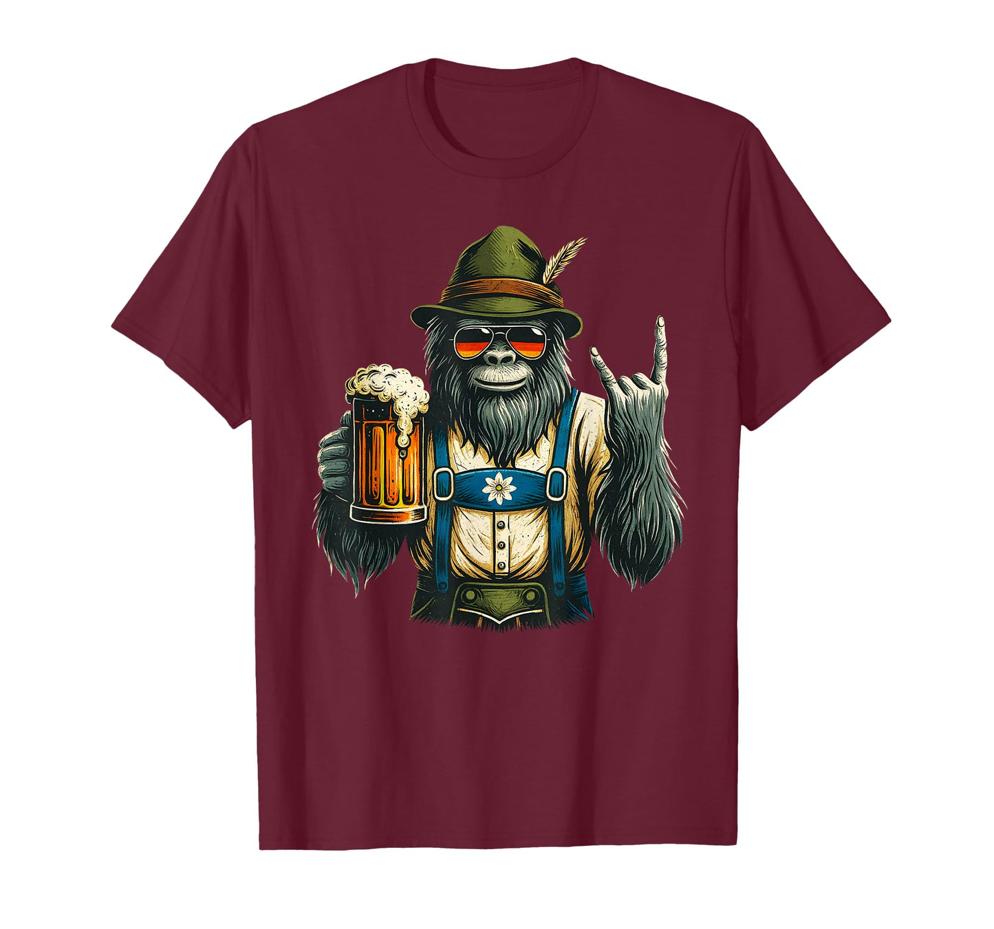 German Bigfoot Sasquatch Beer Lederhose Funny Oktoberfest T-Shirt