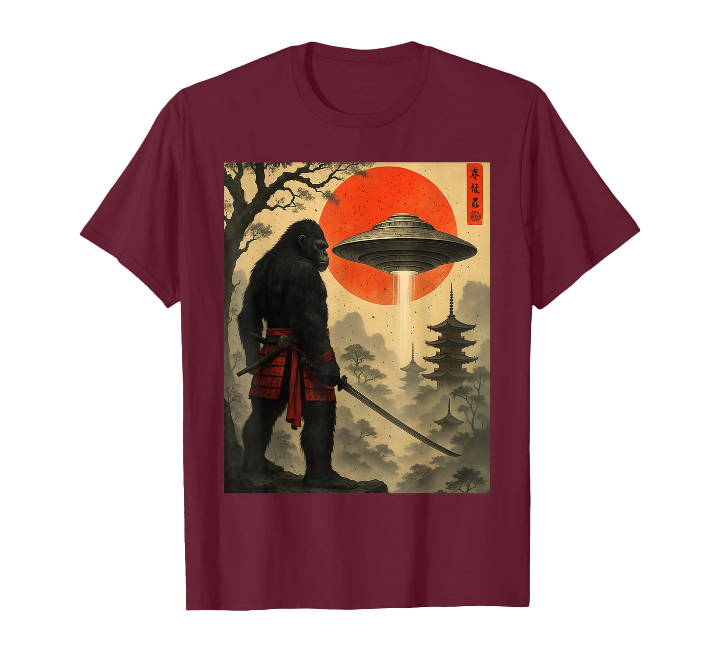 Samurai Bigfoot Japanese UFO Vintage Graphic Funny Art T-Shirt