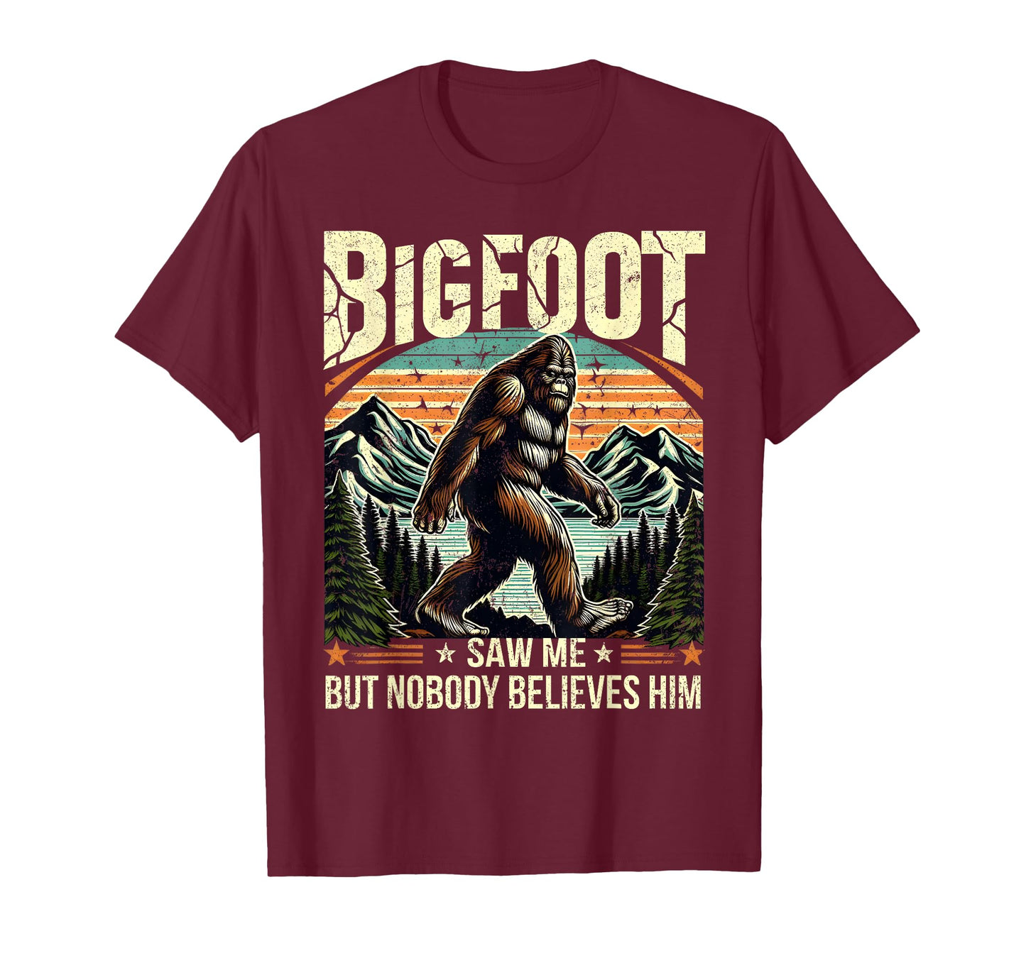Bigfoot Saw Me Funny Sasquatch Retro Forest Tee T-Shirt