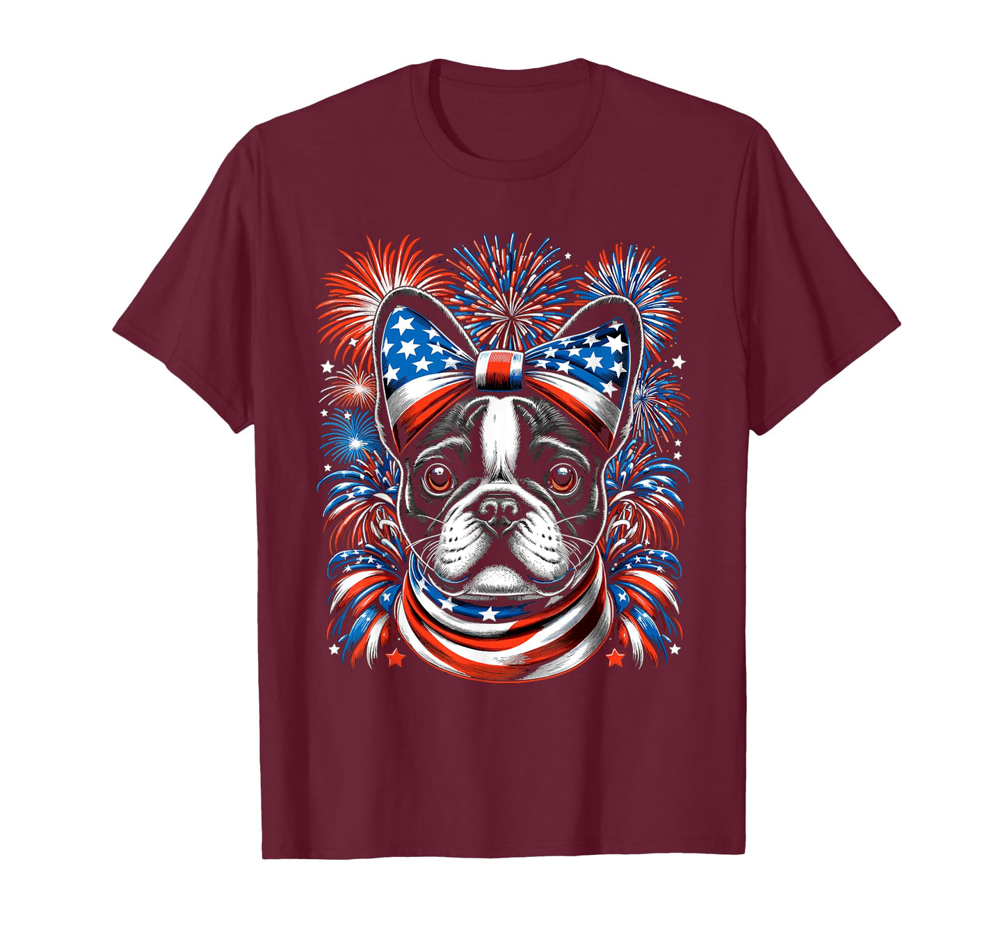 French Bulldog Patriotic 4th Of July USA American Flag T-Shirt for Women Men