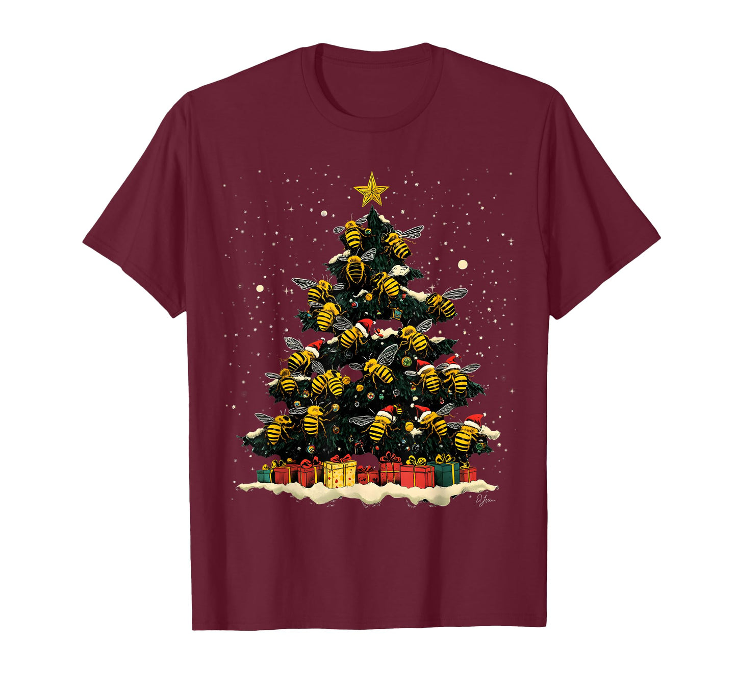 Bee Christmas Tree Ornament Decor Xmas T-Shirt