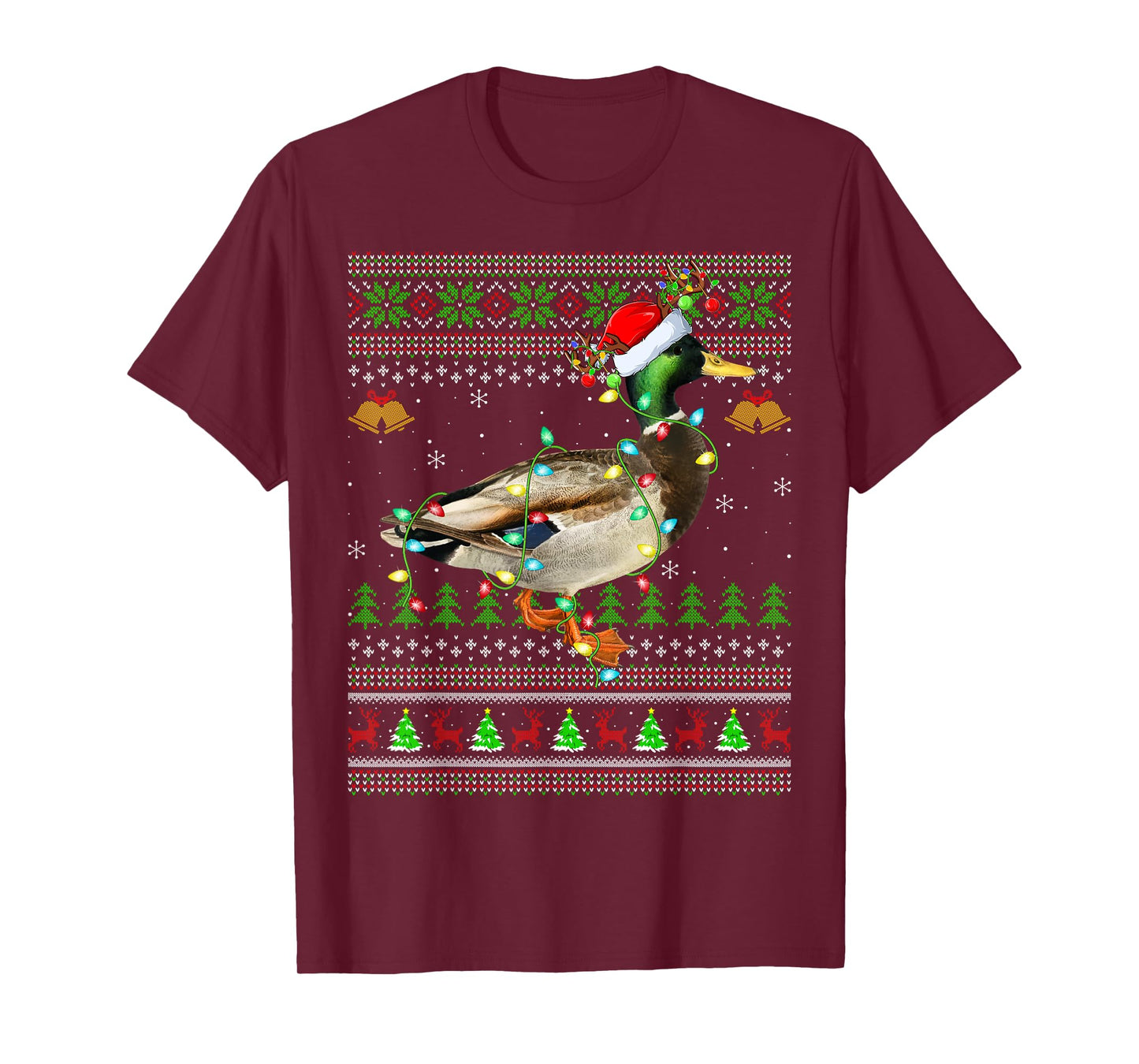 Mallard Bird Lover Xmas Santa Mallard Ugly Christmas T-Shirt