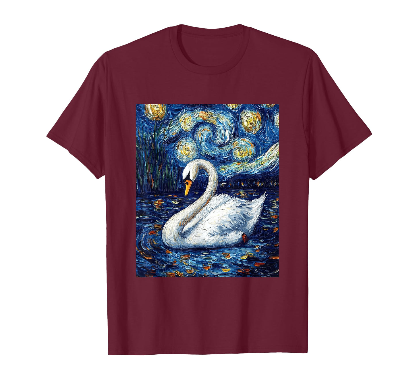 Cute Swan Bird - Van Gogh Style - Starry Night T-Shirt