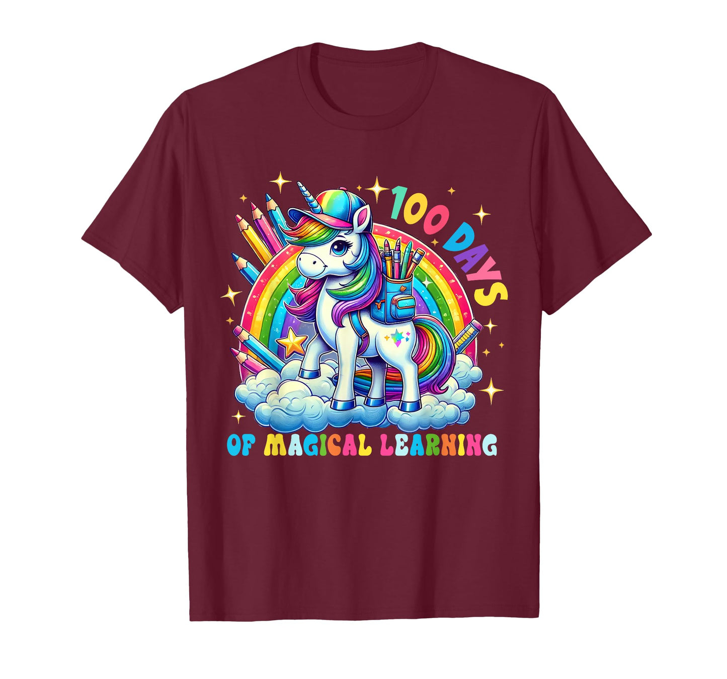 100 Days Of Magical Learning Unicorn 100th Day School Girls T-Shirt