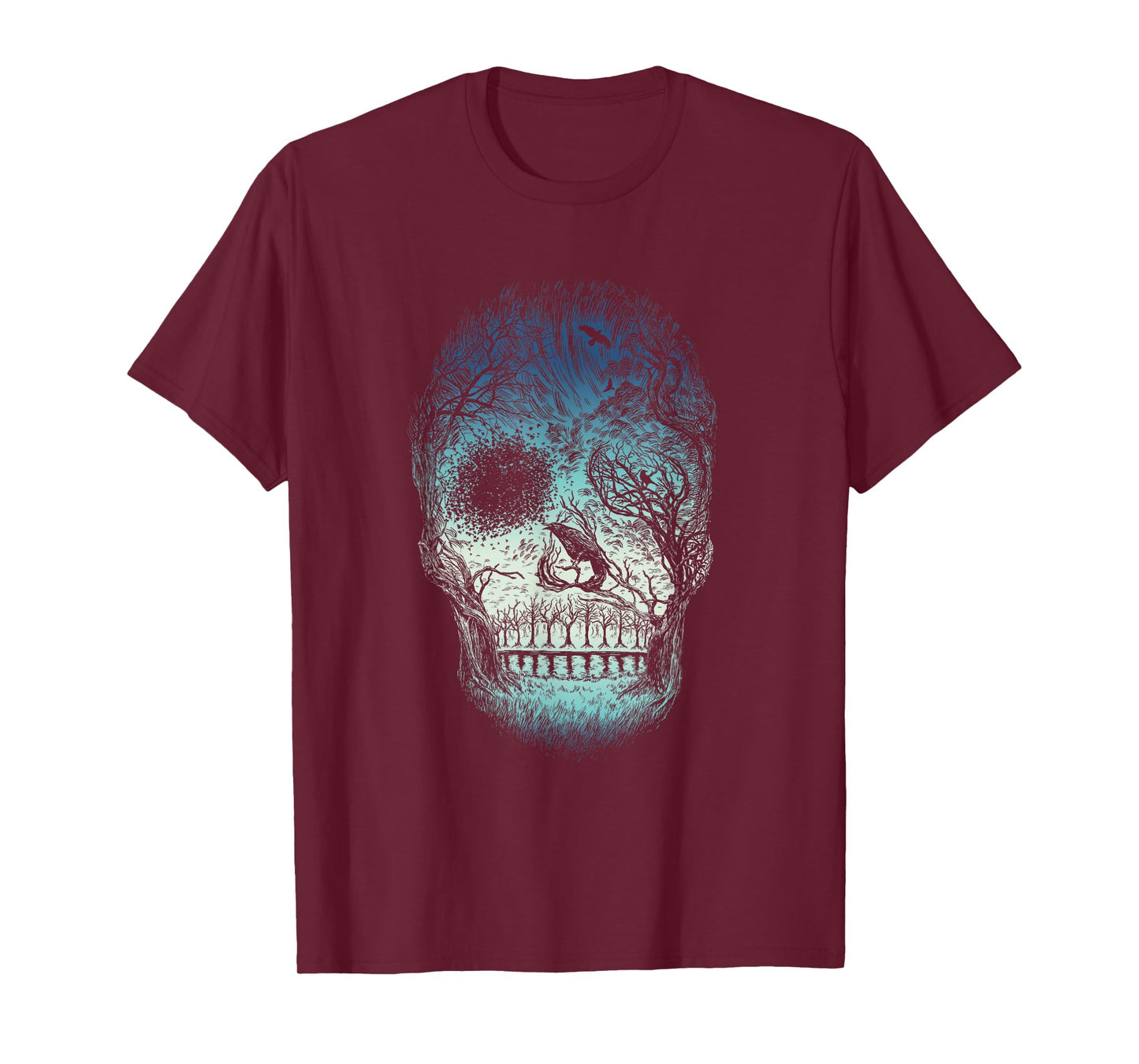 Unique Hand Drawn Abstract Skull T-Shirt (Blue)