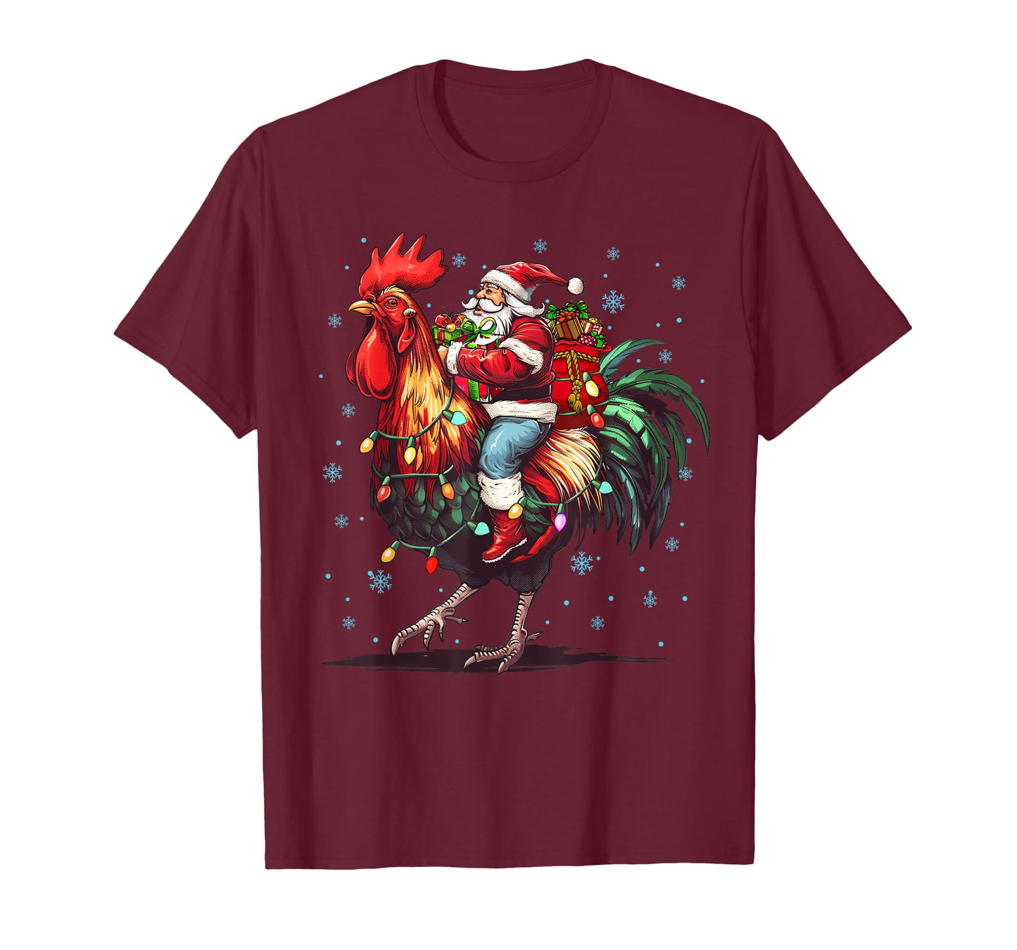 Chicken Lover Xmas Funny Santa Riding Chicken Christmas 2025 T-Shirt