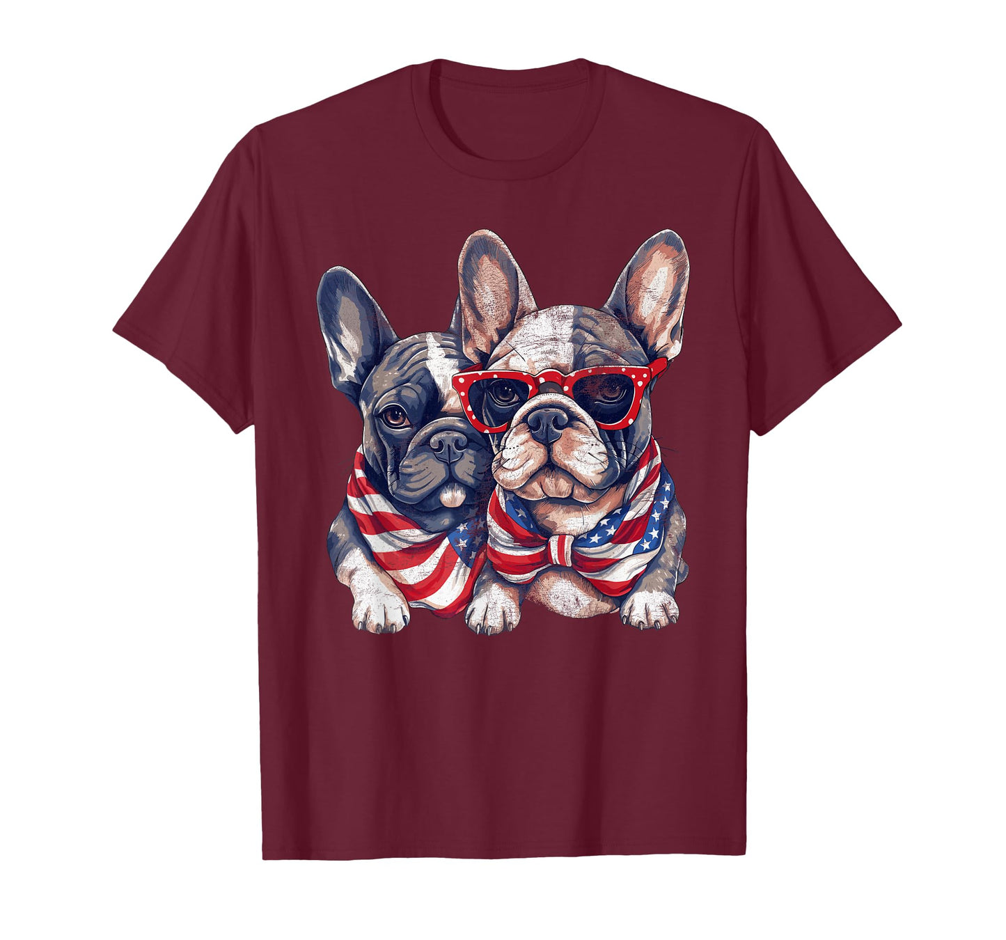 French Bulldog American Flag Patriotic 4th of July Frenchie Women Kids Men T-Shirt