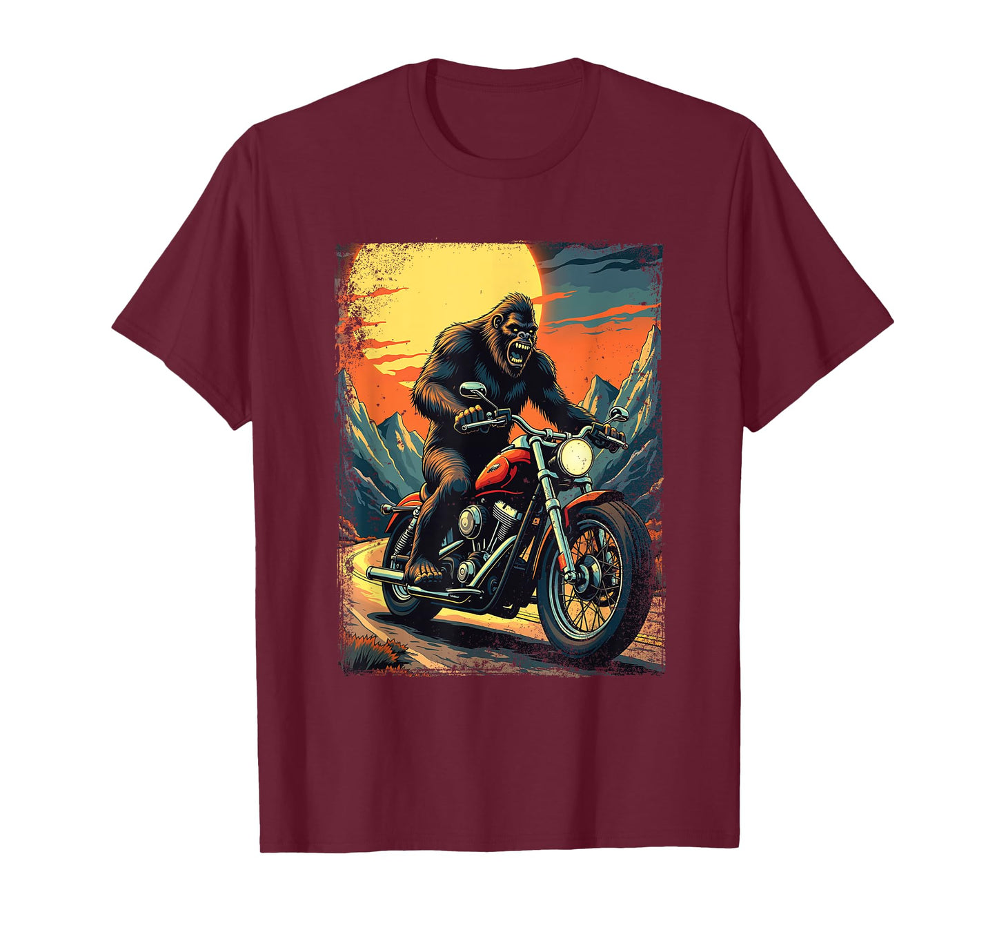 Bigfoot On Motorcycle - Biker Motorcycle Motorcycling T-Shirt