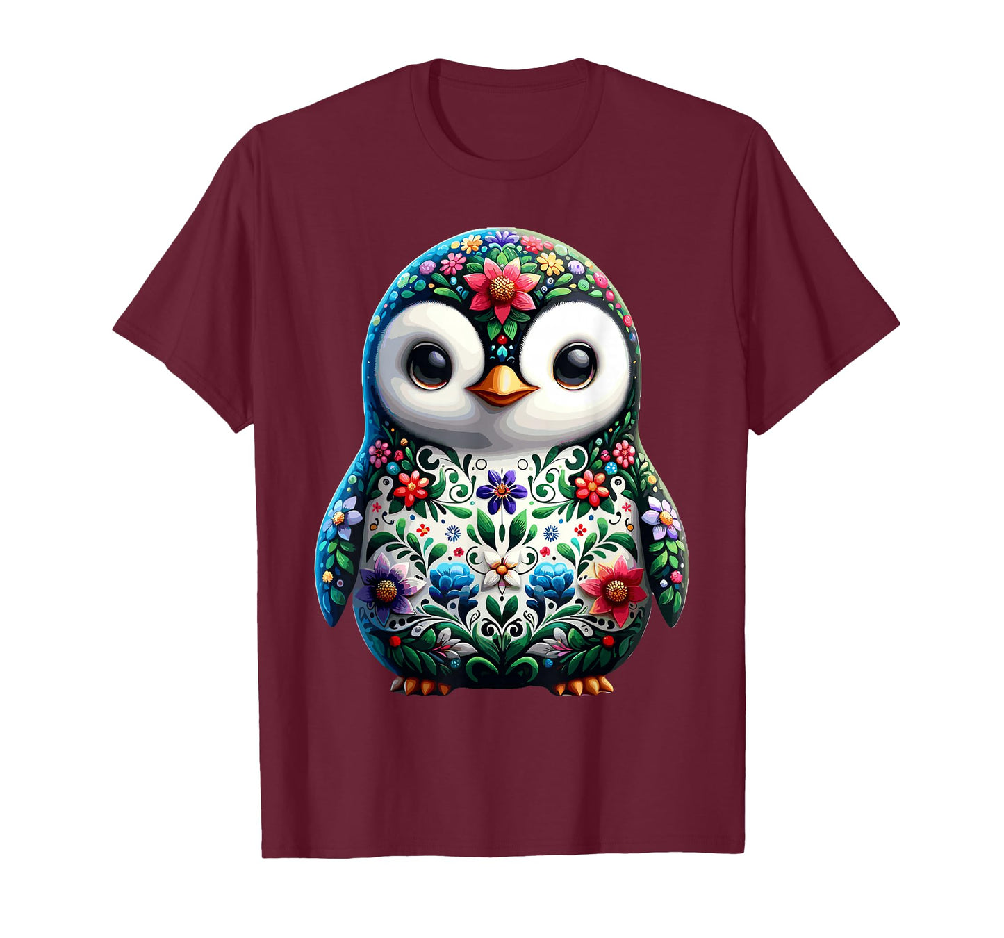 Cute Floral Aesthetic Penguin Lover Penguin T-Shirt