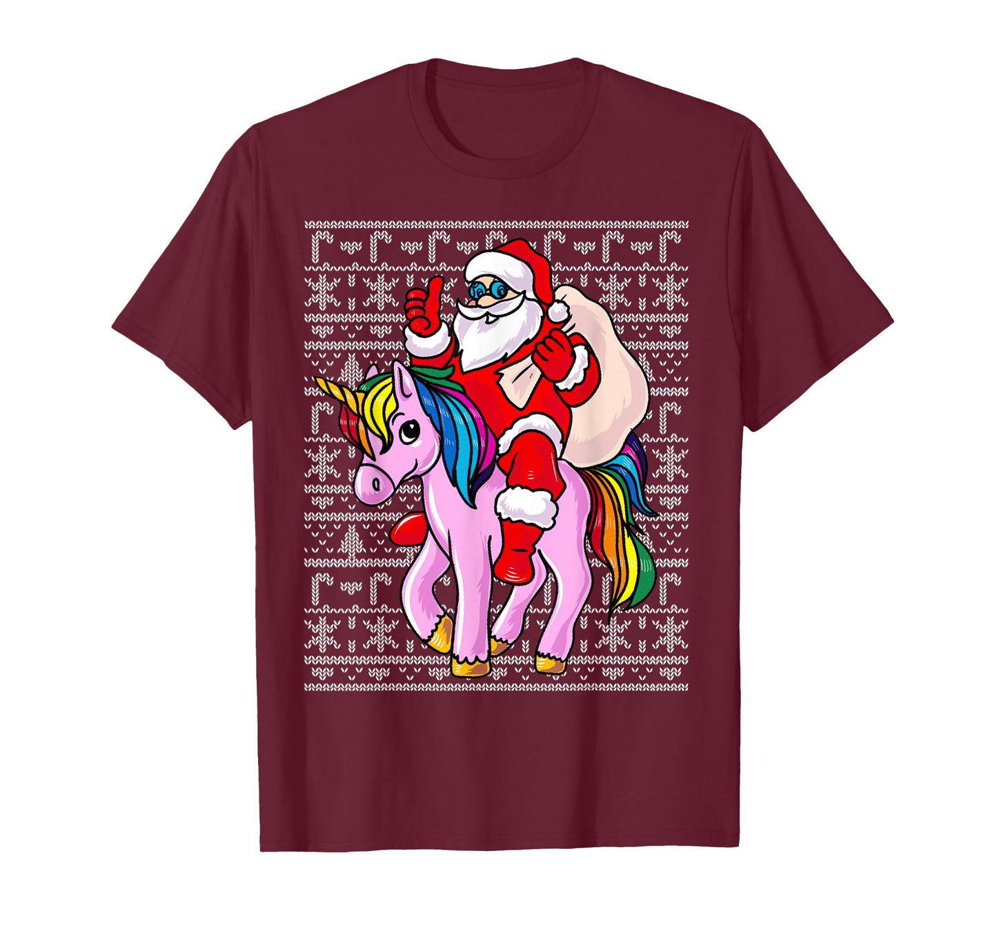 Santa Claus Pink Unicorn Girls Womens Ugly Christmas Kids T-Shirt