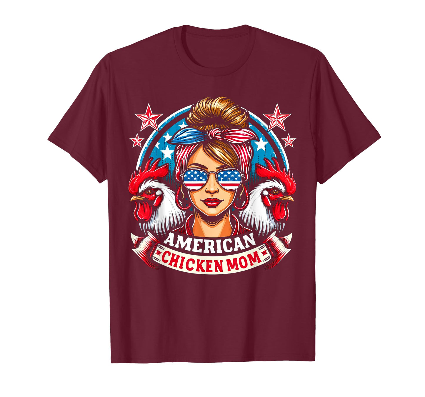Patriotic America Chicken Mom 4th of July USA Chicken Lover T-Shirt for Women Kids Men