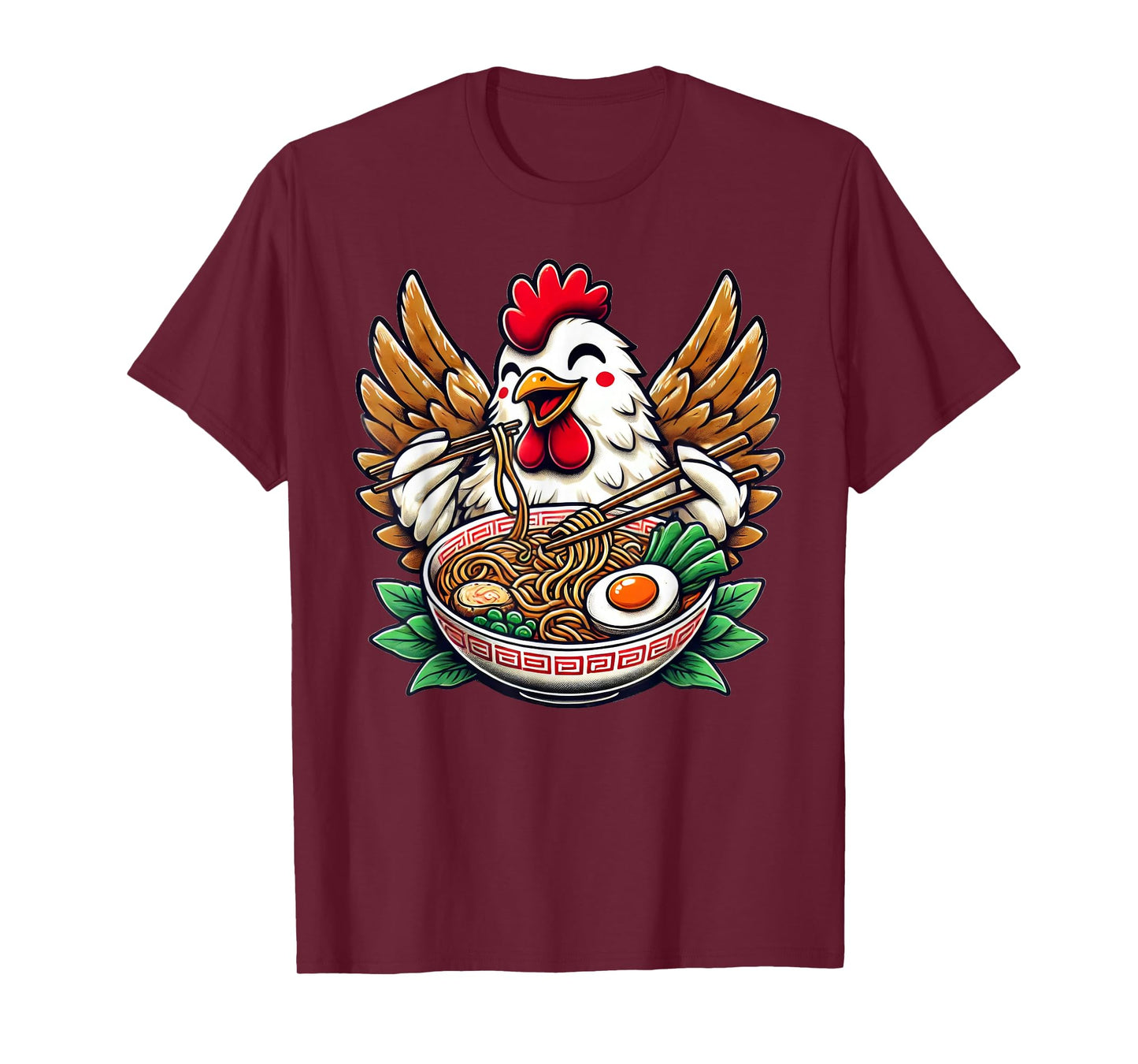 Kawaii Chicken Eating Ramen Noodles T-Shirt