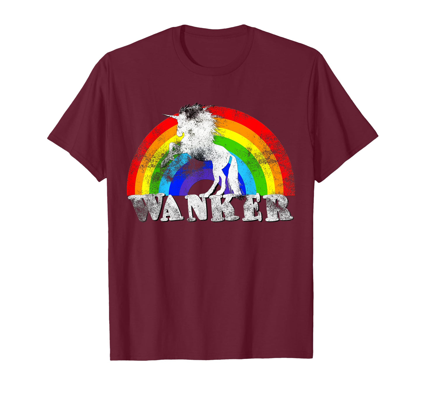 Unicorn Wanker T Shirt - Funny Rainbow T-shirt Tee T-Shirt
