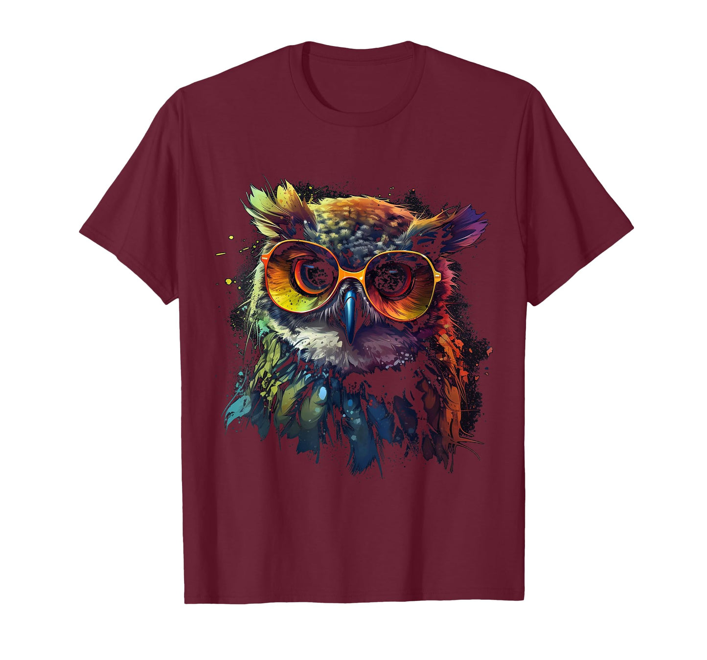 Owl Artwork - Animal Glasses Colourful Bird Art Owl T-Shirt