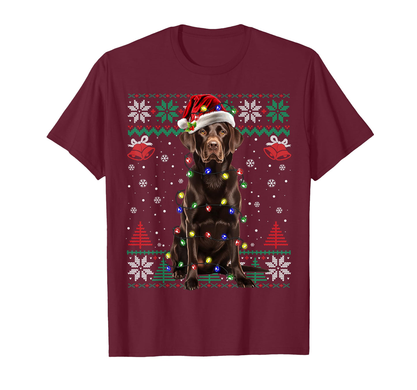 Chocolate Lab Christmas Santa Hat Dog Ugly Sweater Men Women Kids T-Shirt