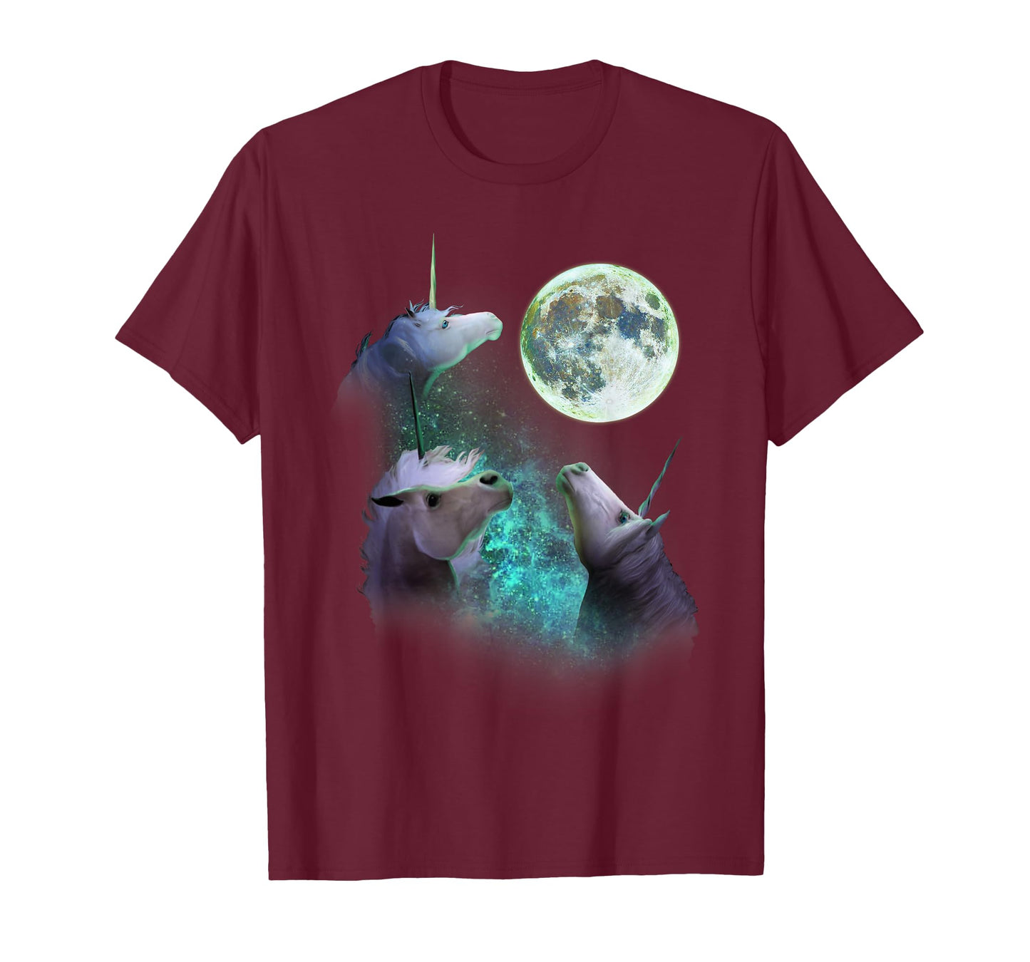 Three Unicorns Howl At Moon 3 Wolfs Wolves Funny Parody T-Shirt