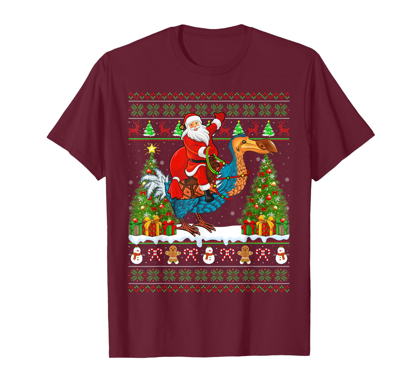 Dodo Bird Lover Funny Ugly Santa Riding Dodo Christmas T-Shirt