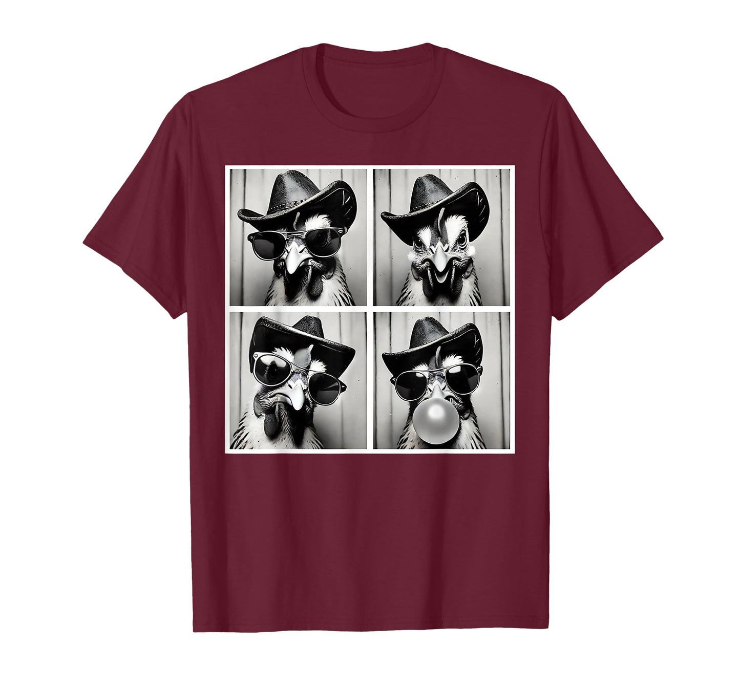 Cowboy Rooster Wearing Sunglasses Photobooth Selfie Western T-Shirt