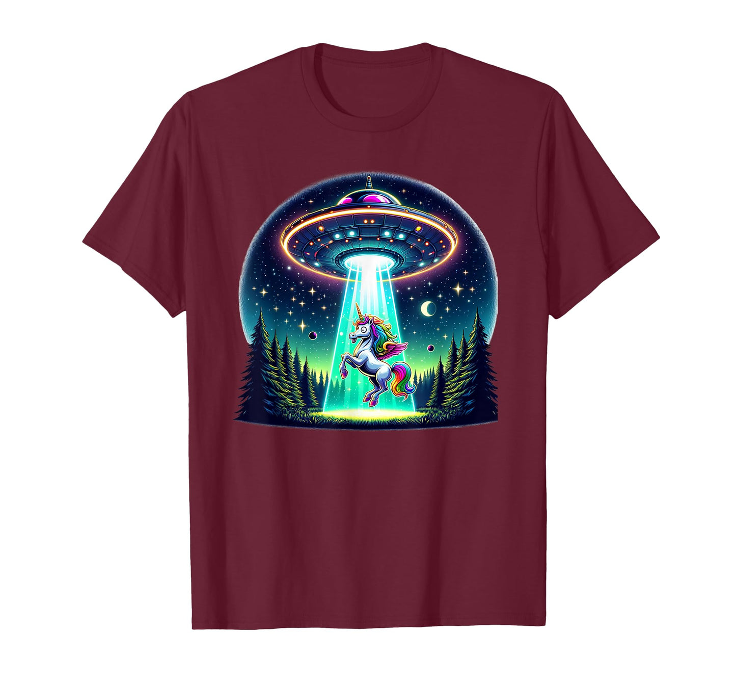 Rainbow Unicorn Abduction Alien Invasion Funny UFO Spaceship T-Shirt