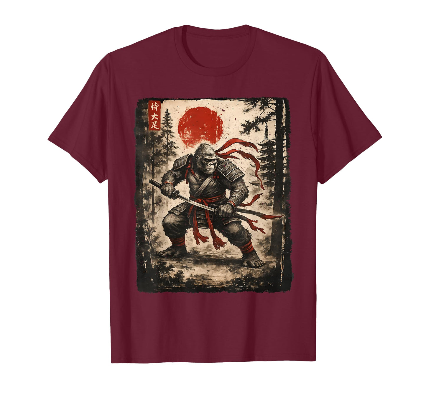 Samurai Bigfoot Japanese Vintage Graphic Ukiyo-e Art Funny T-Shirt