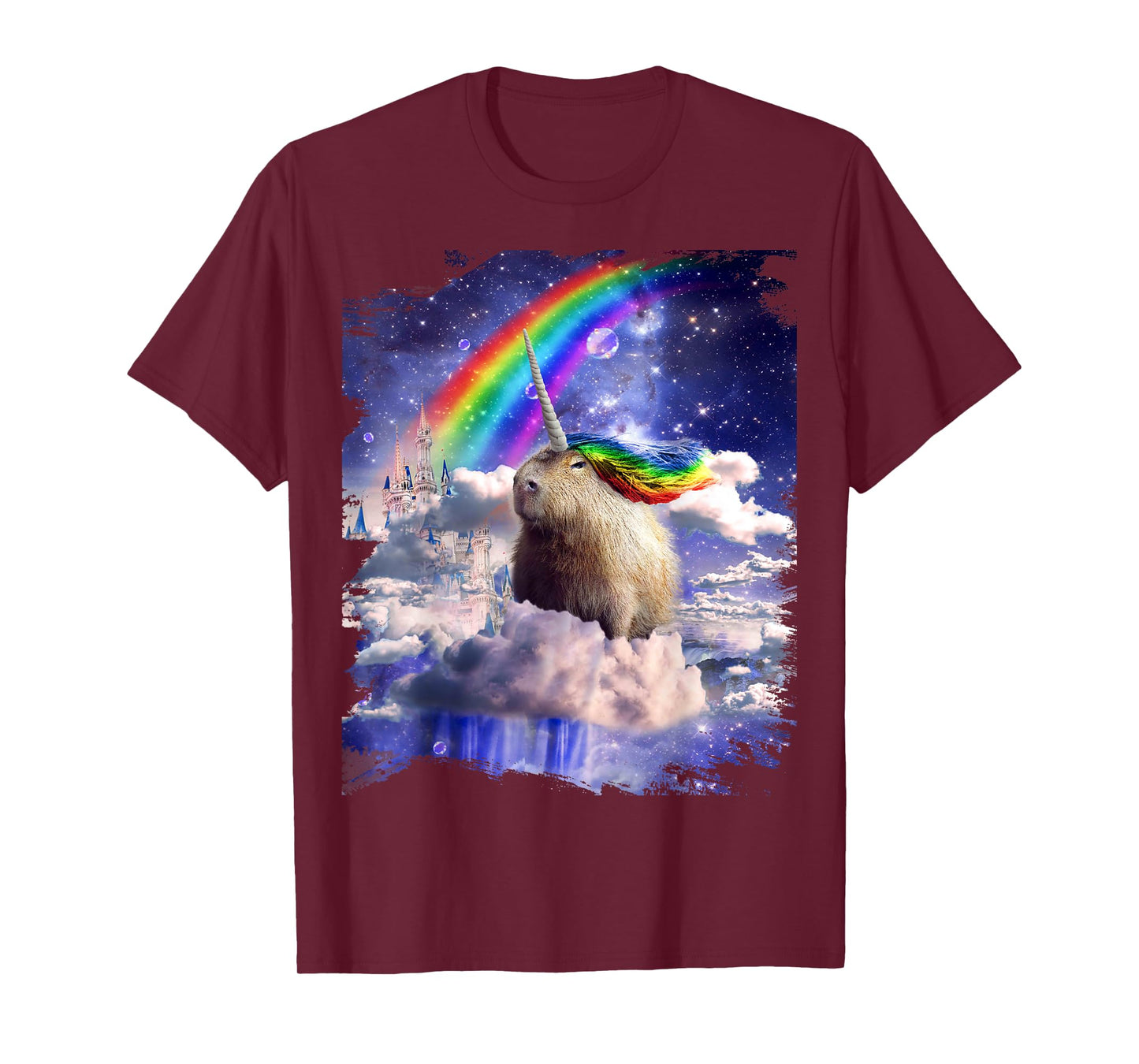 Capybaricorn Capybara Unicorn In Clouds Space Rainbow T-Shirt