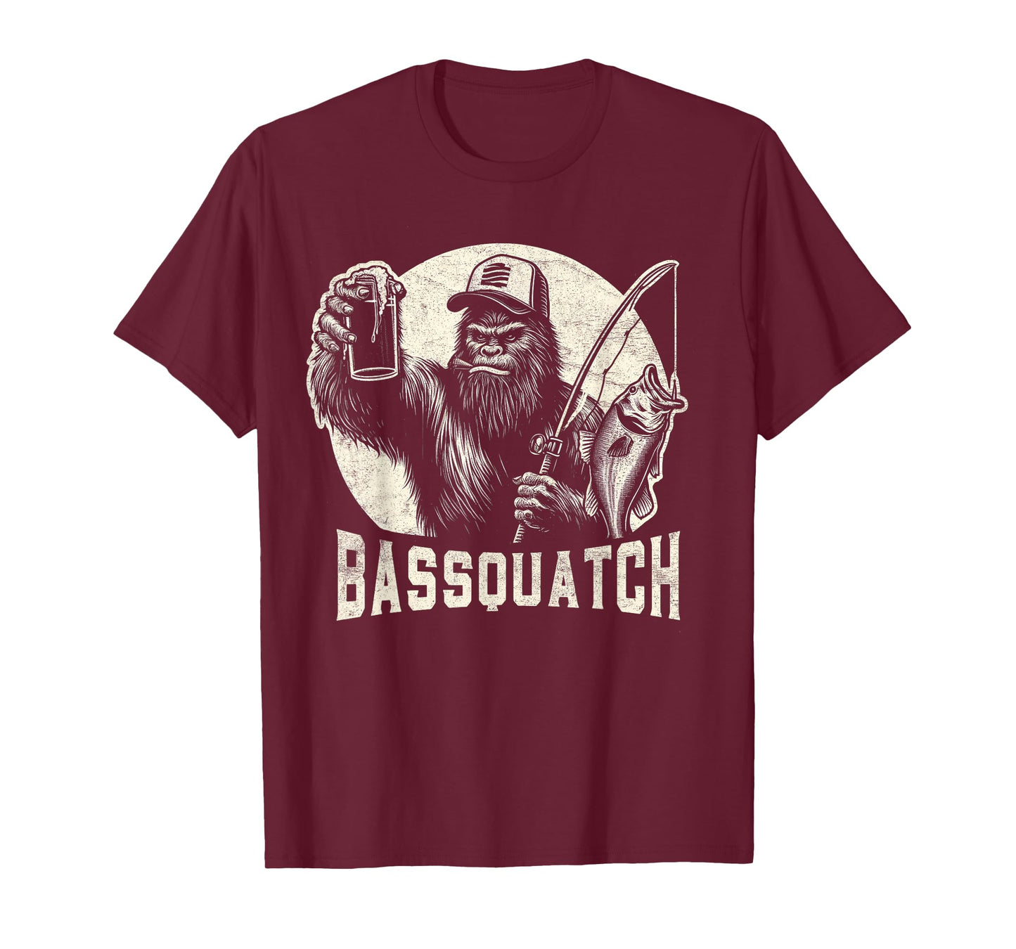 Bassquatch Sasquatch Men's Bass Fishing Bigfoot 80's Vintage T-Shirt