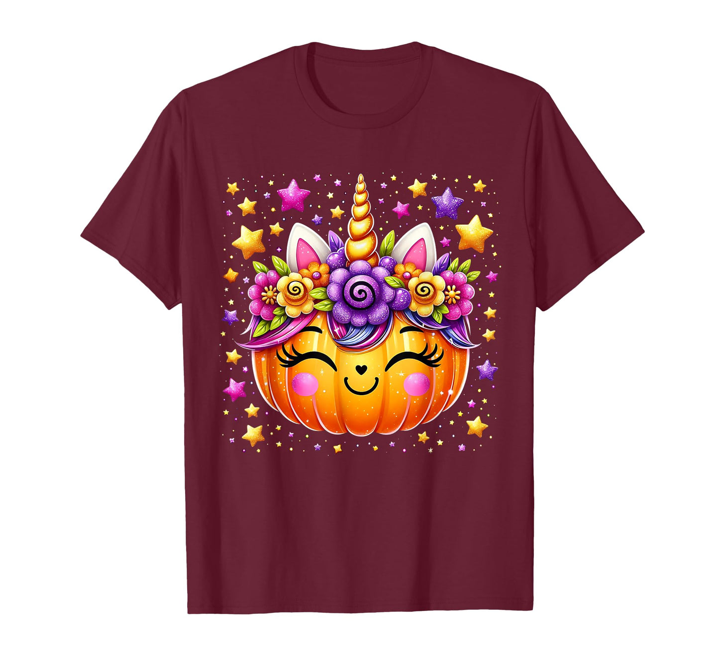 Cute Unicorn Pumpkin Girls Kids Funny Halloween T-Shirt