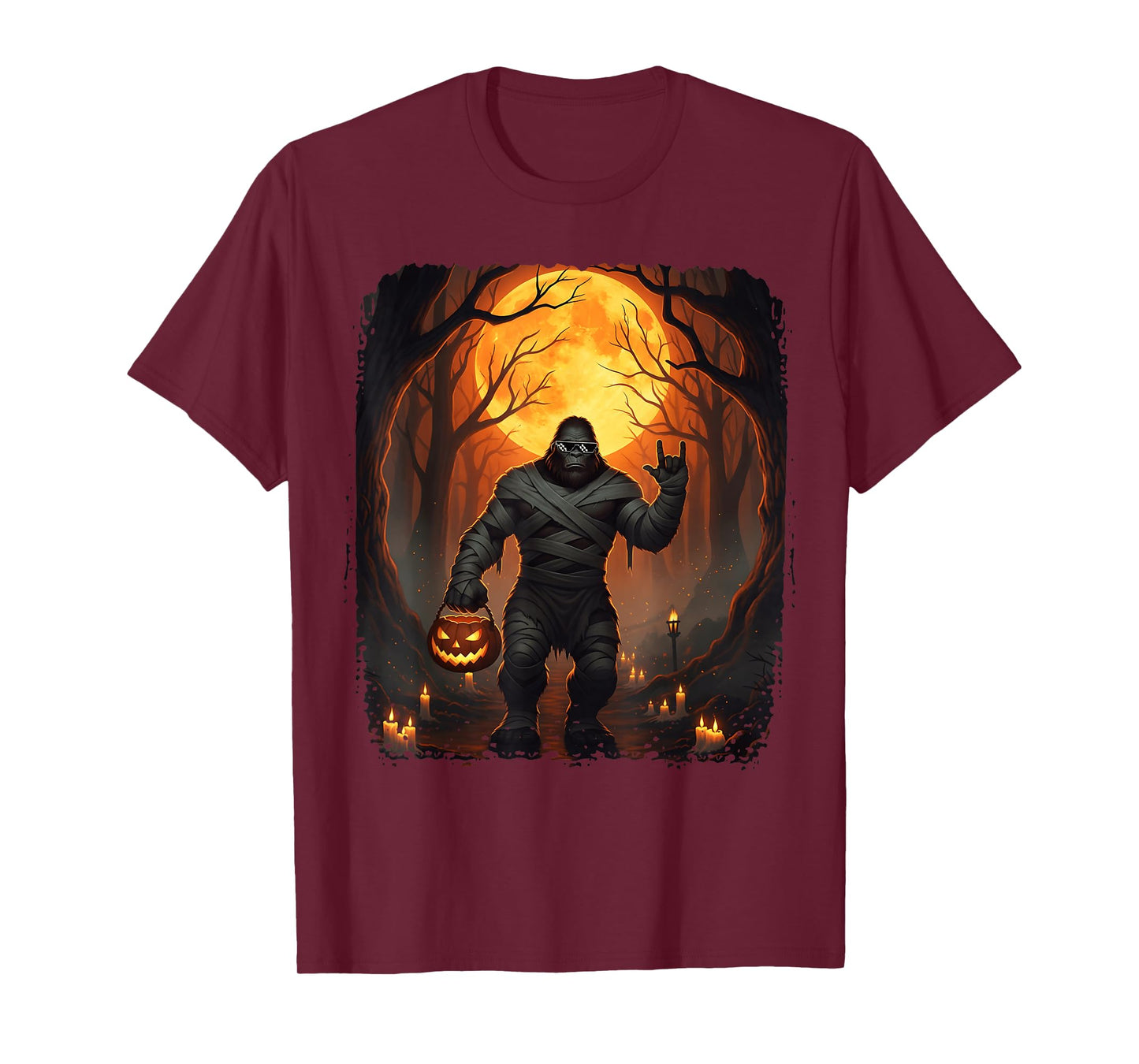 Cool Jack O Lantern Mummy Bigfoot Halloween Costumes T-Shirt
