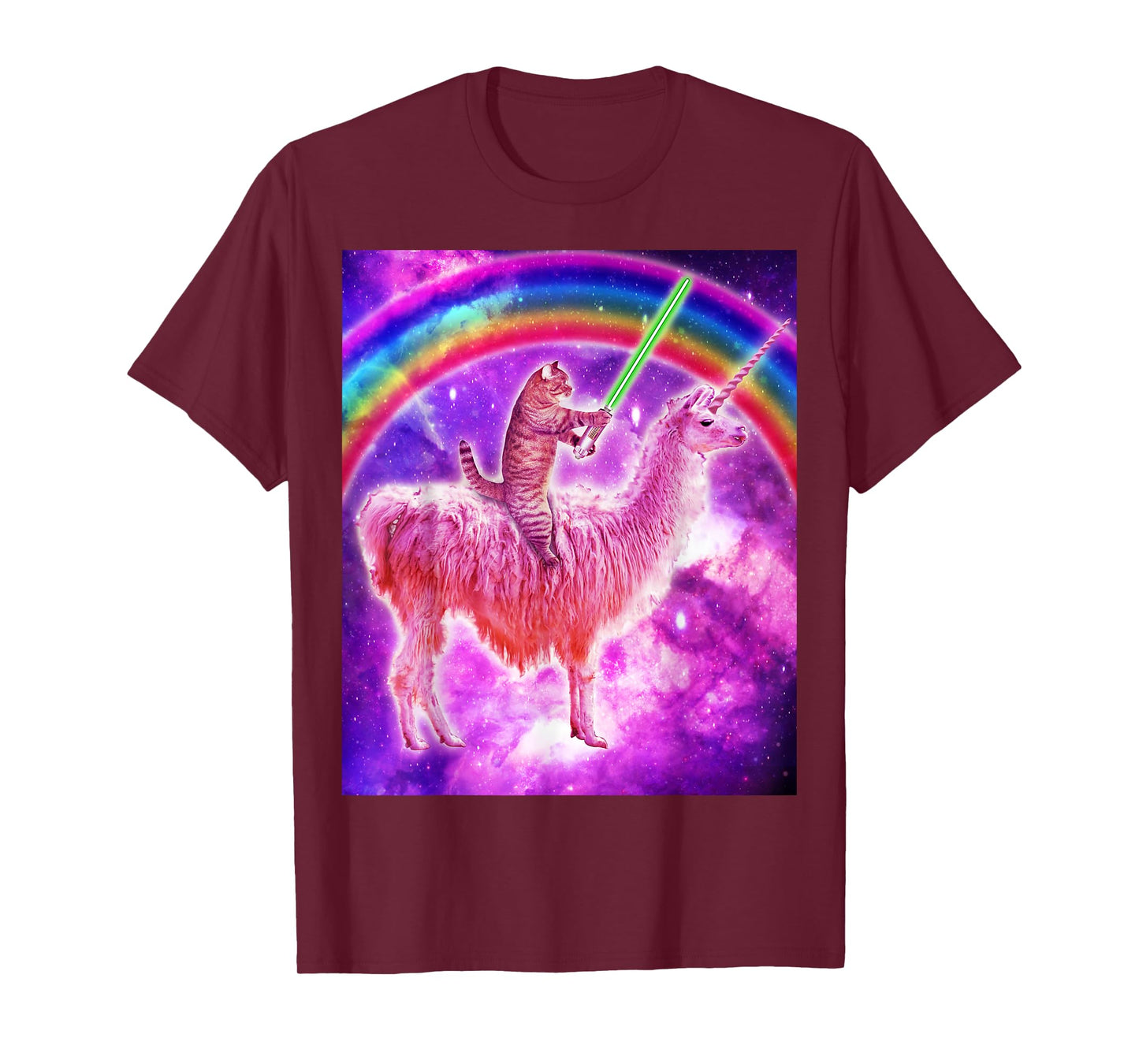 Kitty Cat Riding Llama Unicorn Rainbow In Space Cat Lover Men Women Girls Kids T-Shirt