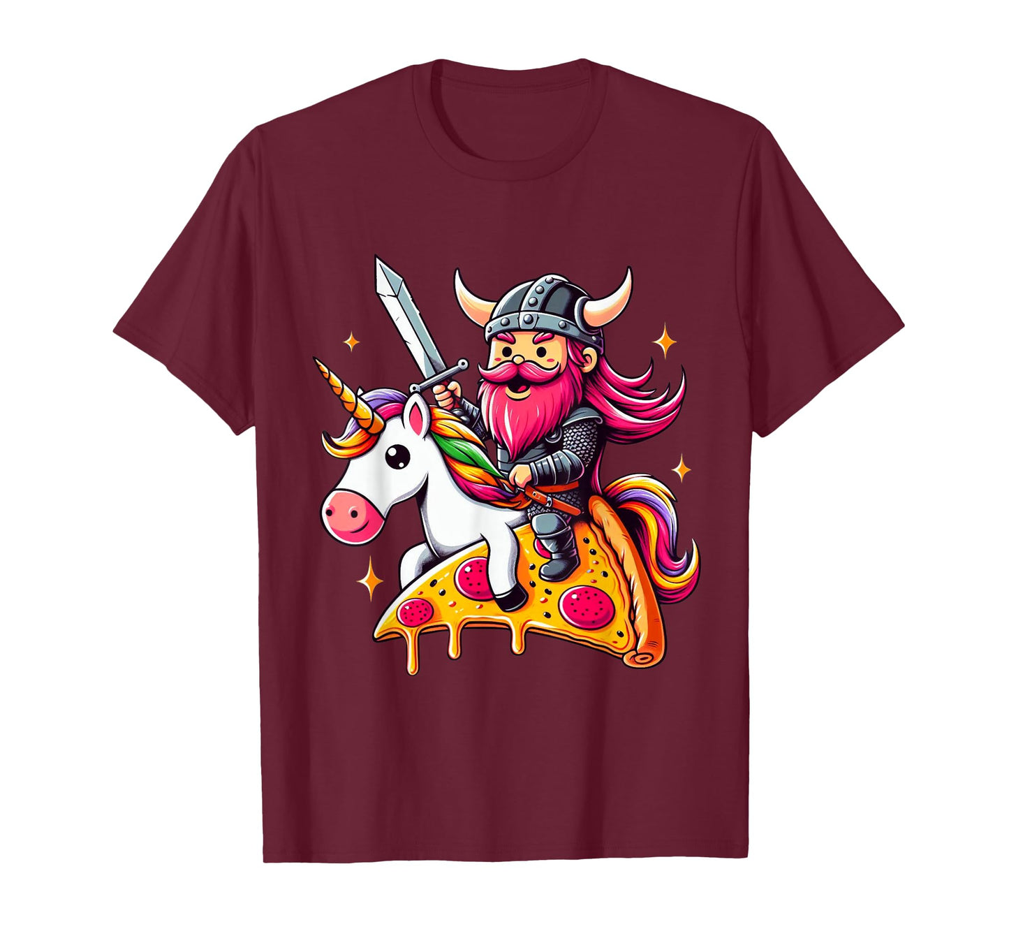 Viking And Unicorn On Pizza Boys Girls Men Women Kids Adults T-Shirt