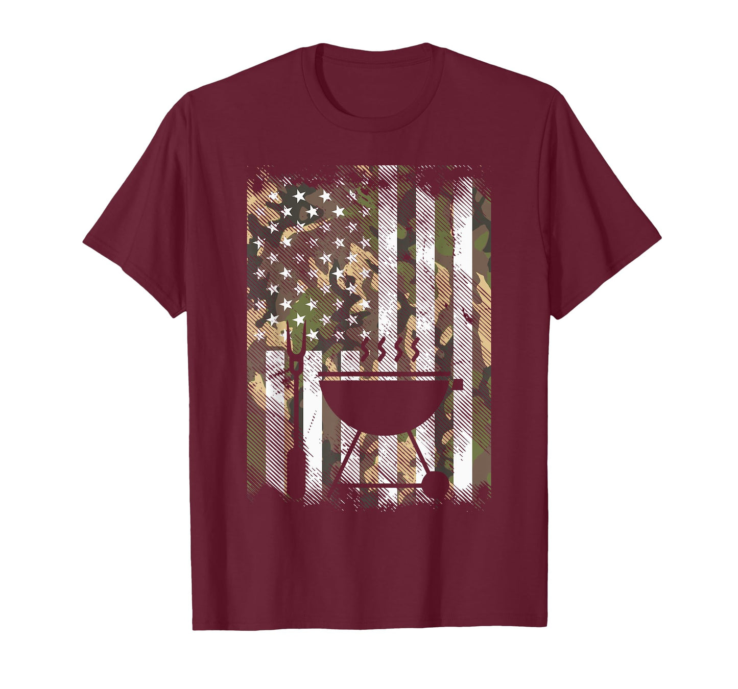 Camo US Flag Bbq Grill Vintage Grilling Smoking Patriotic T-Shirt