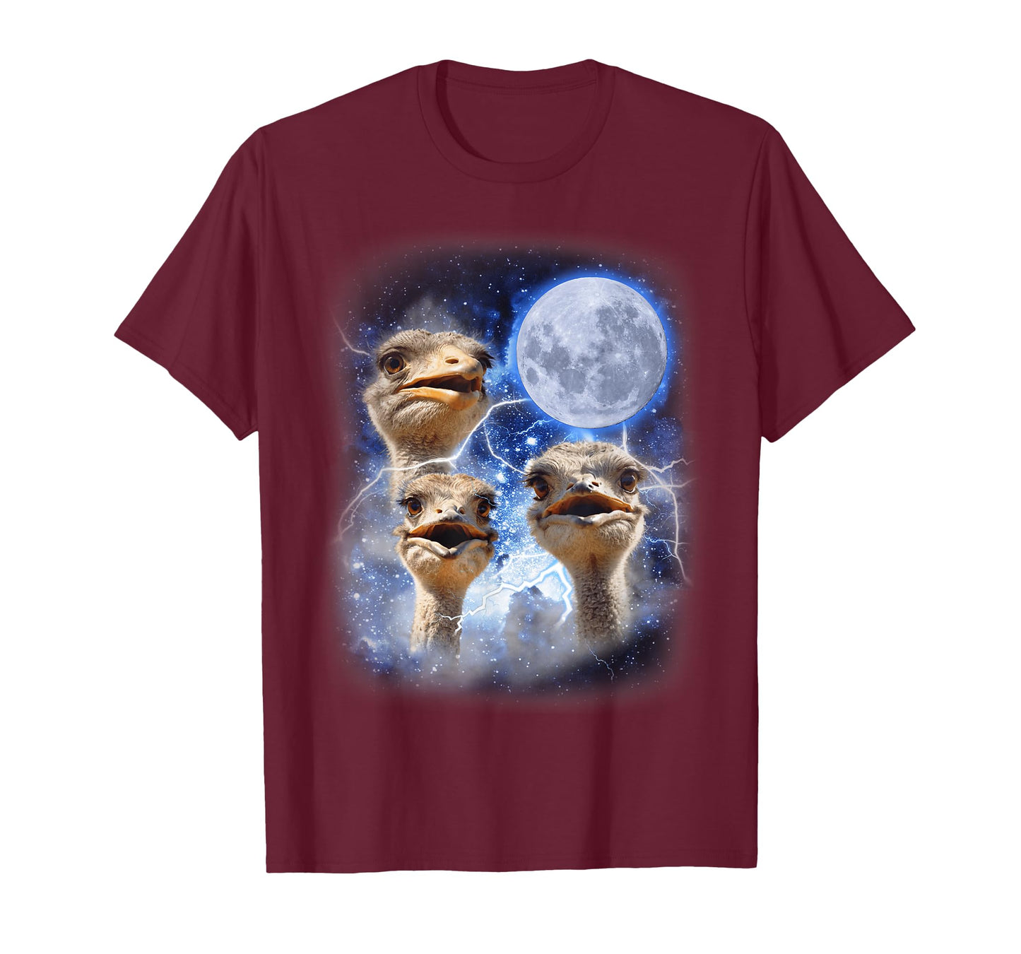Three Ostrich Moon Hilarious Flightless 3 Bird Parody T-Shirt