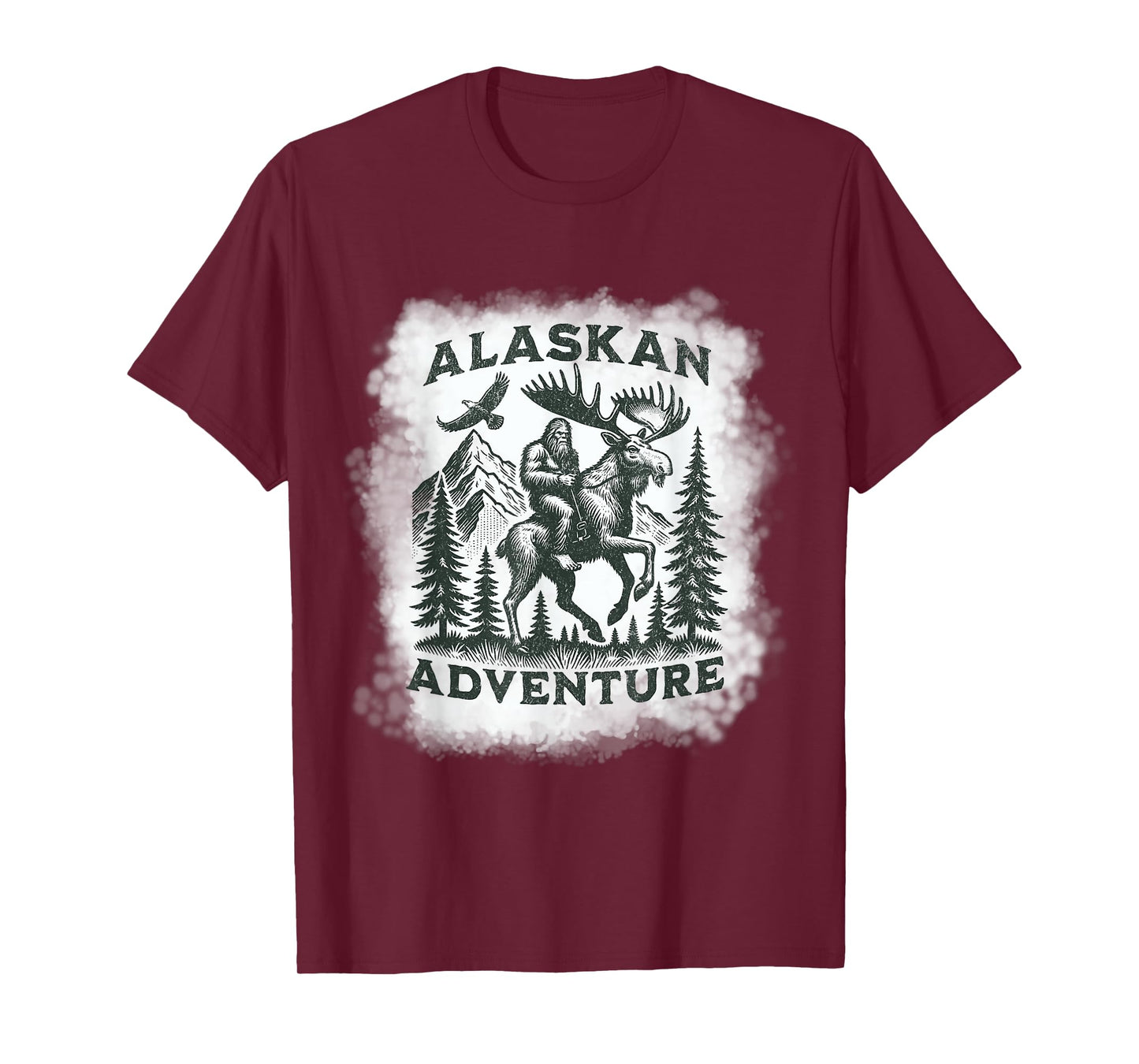 Alaskan Adventure Bigfoot Riding Moose Funny Outdoor Alaska T-Shirt