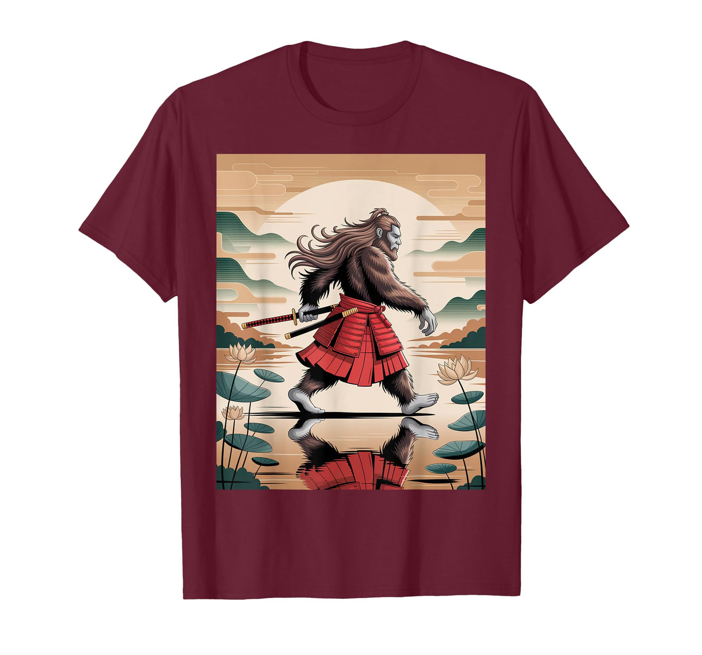Cool Vintage Bigfoot Samurai Japanese Art for Men T-Shirt
