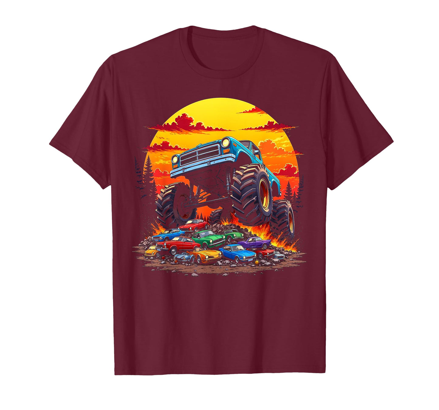 Monster Trucks Birthday Party Retro Monster Truck T-Shirt