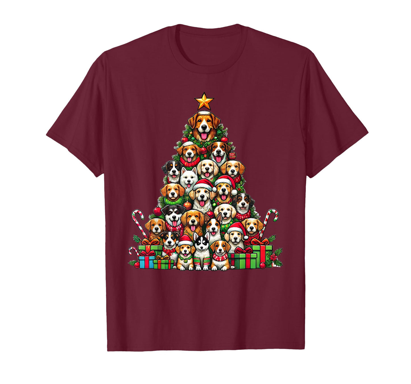 Dog Christmas Tree Funny Dog Xmas T-Shirt for Men Women Girls Kids