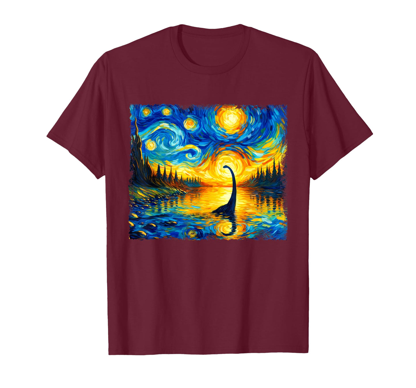 Vintage Arts Loch Ness Monster Outfits Starry Night Humor T-Shirt