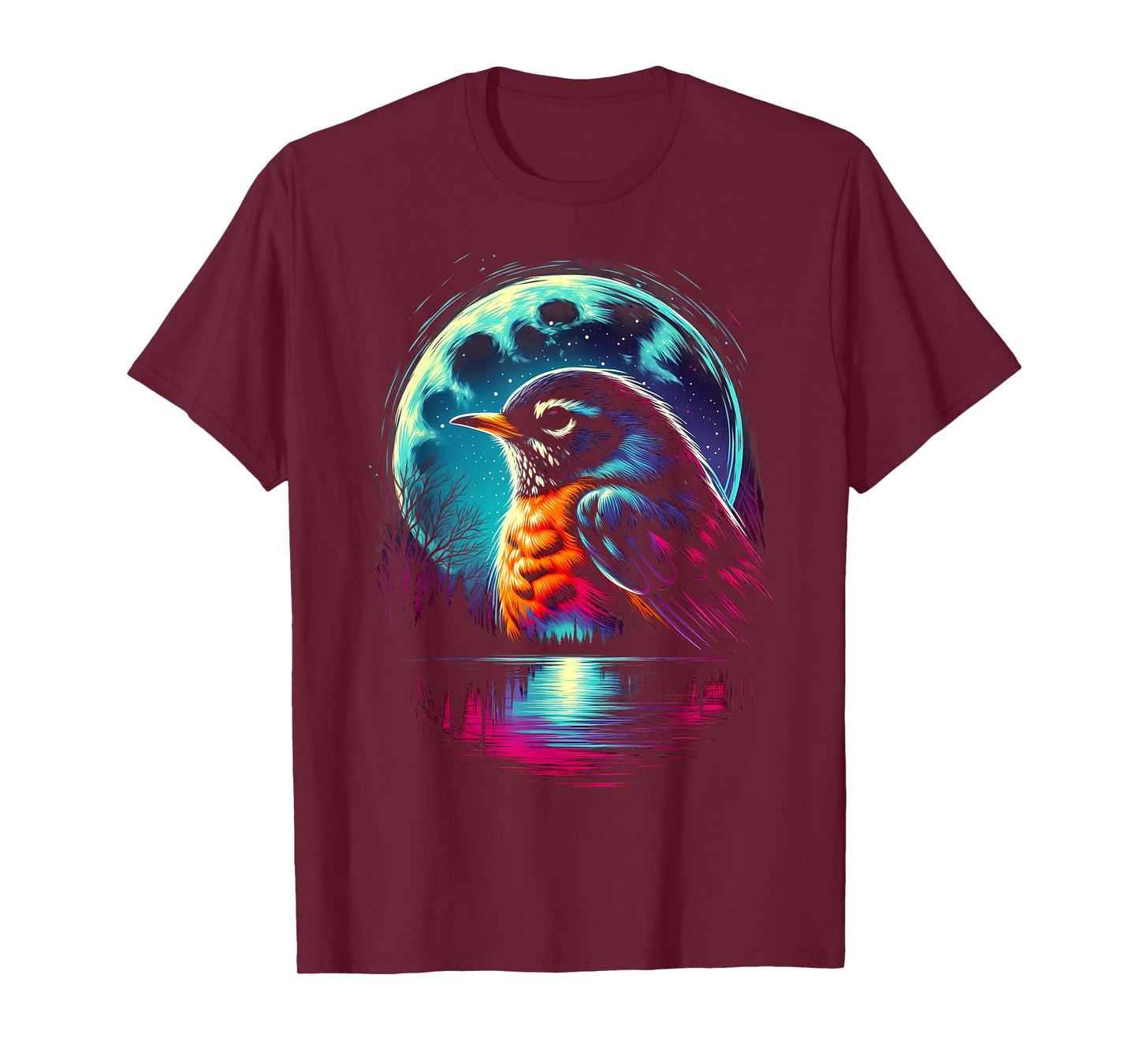 Colorful American Robin Bird Spirit Animal Cool Illustration T-Shirt