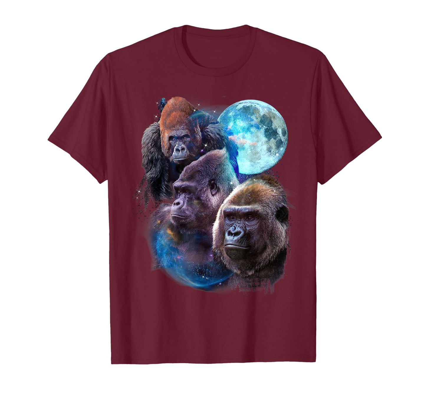 3 Moon Gorilla Funny Great Ape Art Cool Primate Animal Lover T-Shirt