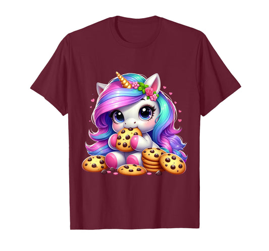 Unicorn Eating Chocolate Chip Cookies Men Women Kids T-Shirt